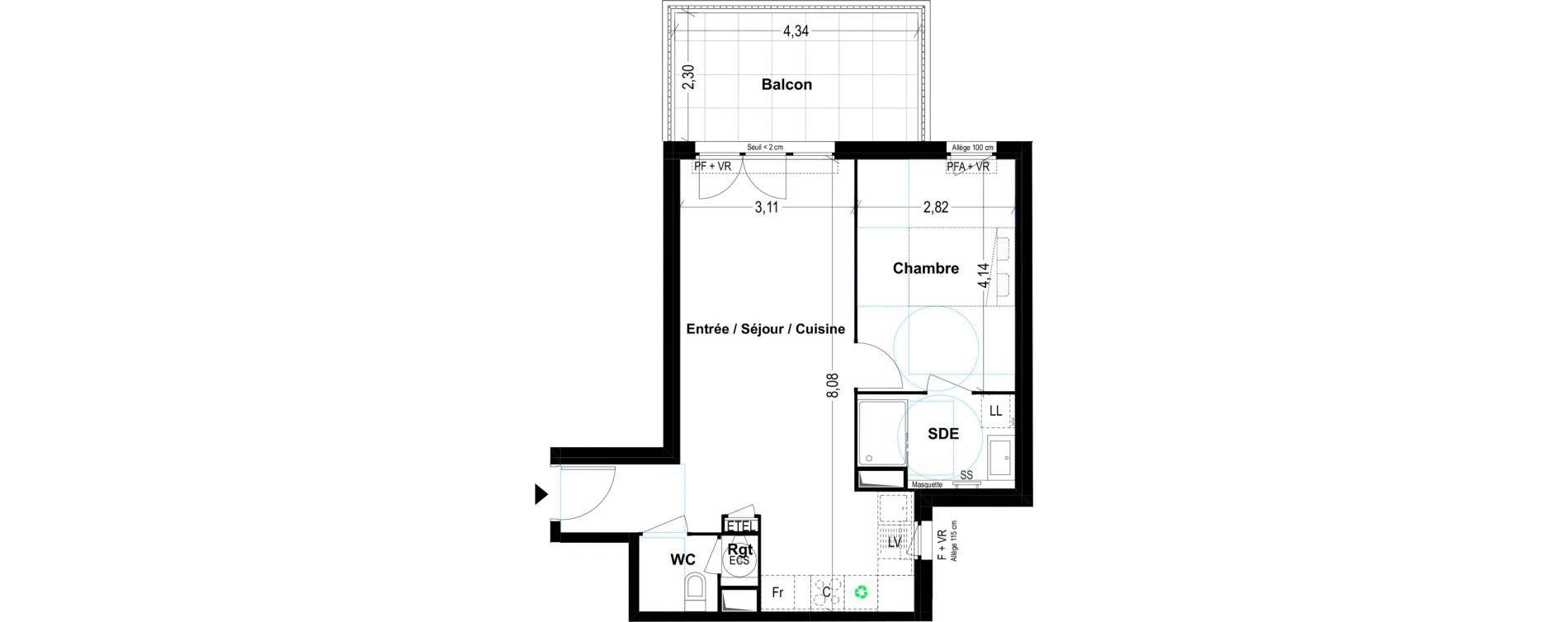 Appartement T2 de 46,40 m2 &agrave; Cogolin Centre