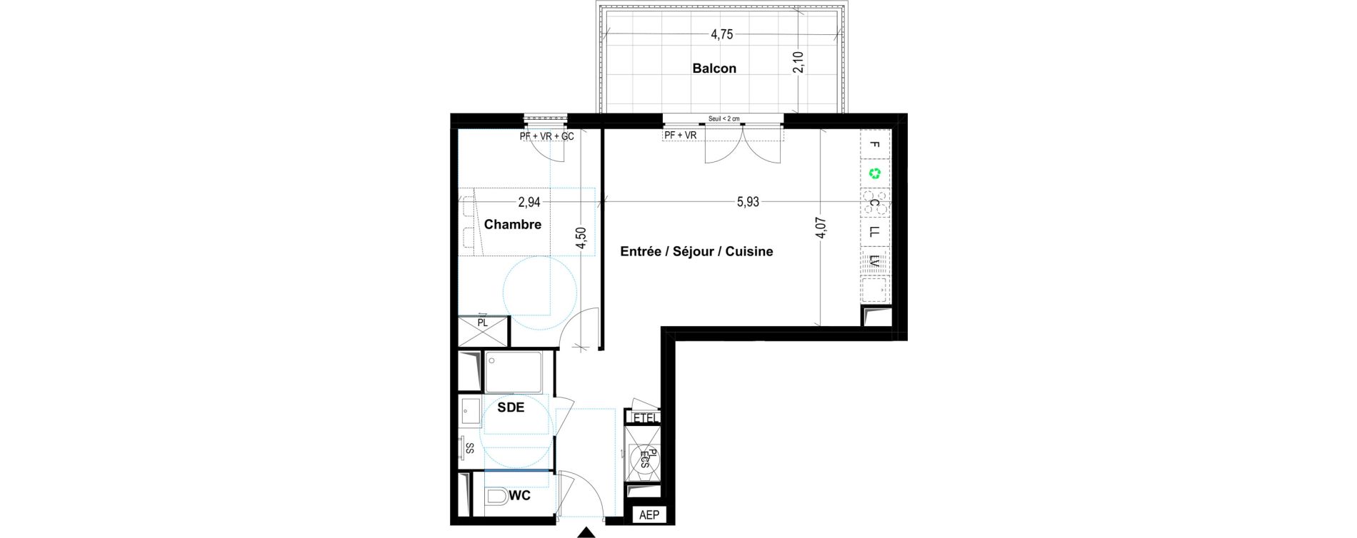 Appartement T2 de 50,00 m2 &agrave; Cogolin Centre