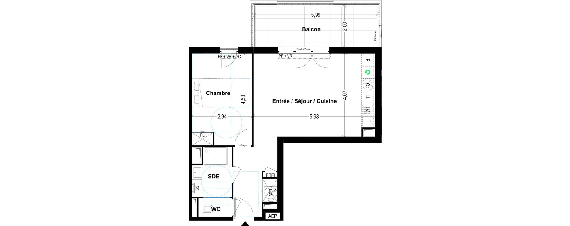 Appartement T2 de 50,00 m2 &agrave; Cogolin Centre