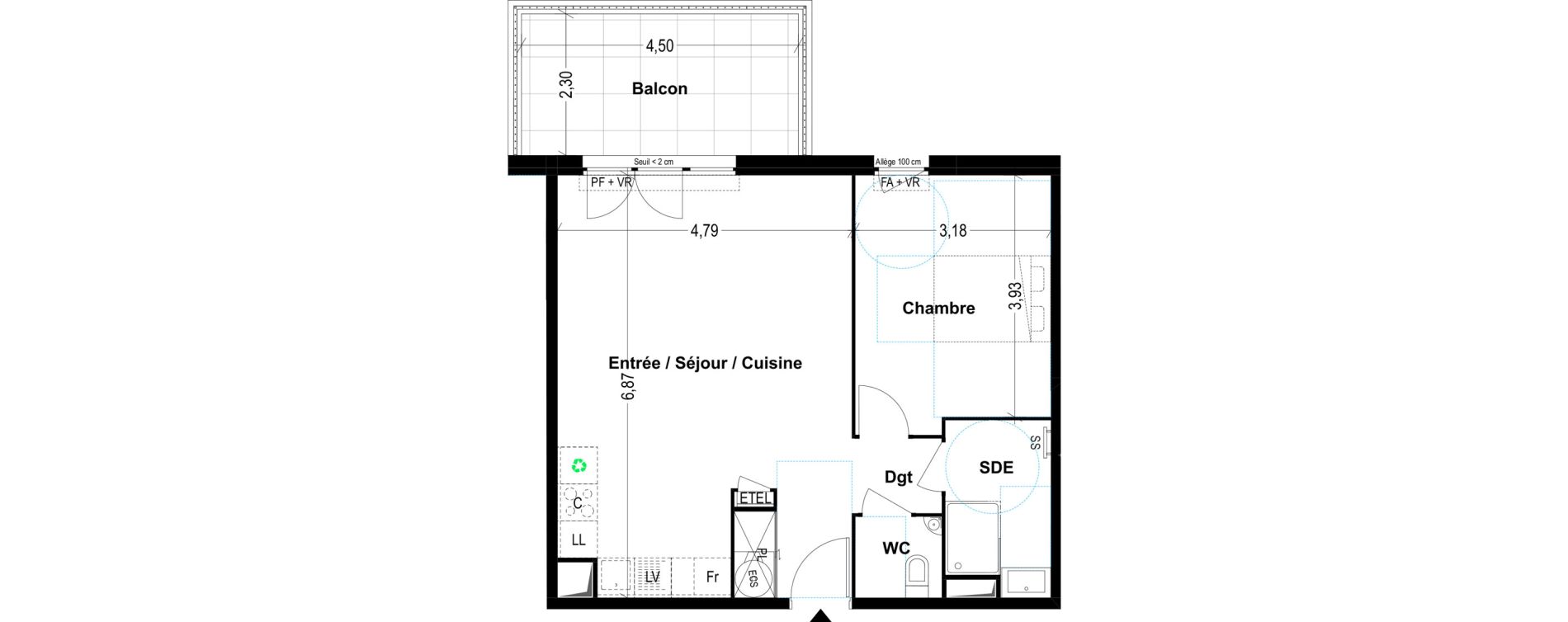 Appartement T2 de 53,32 m2 &agrave; Cogolin Centre