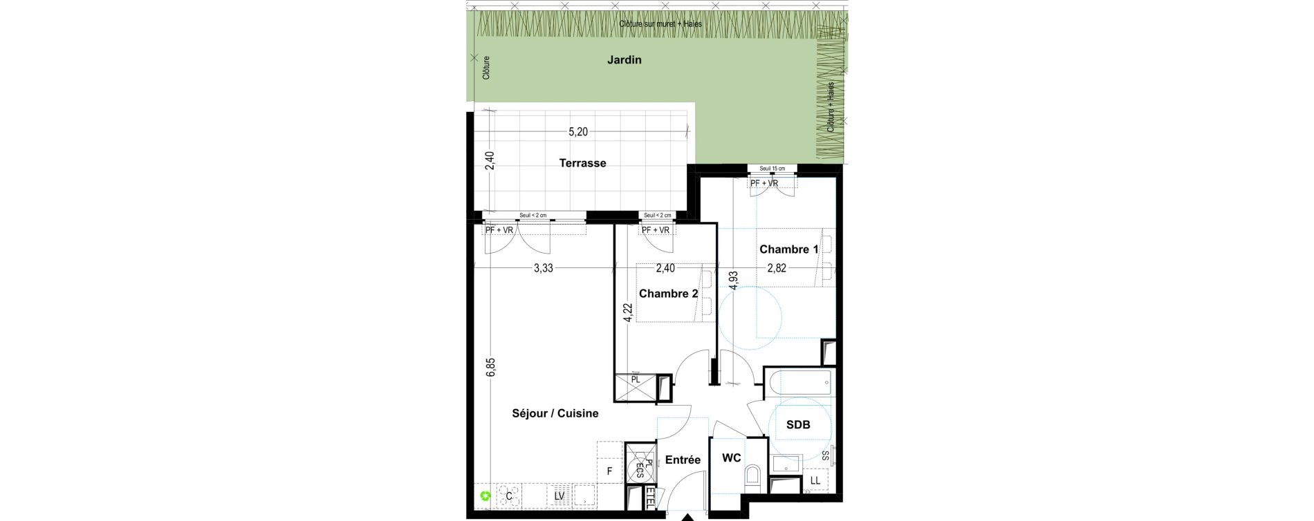 Appartement T3 de 59,43 m2 &agrave; Cogolin Centre