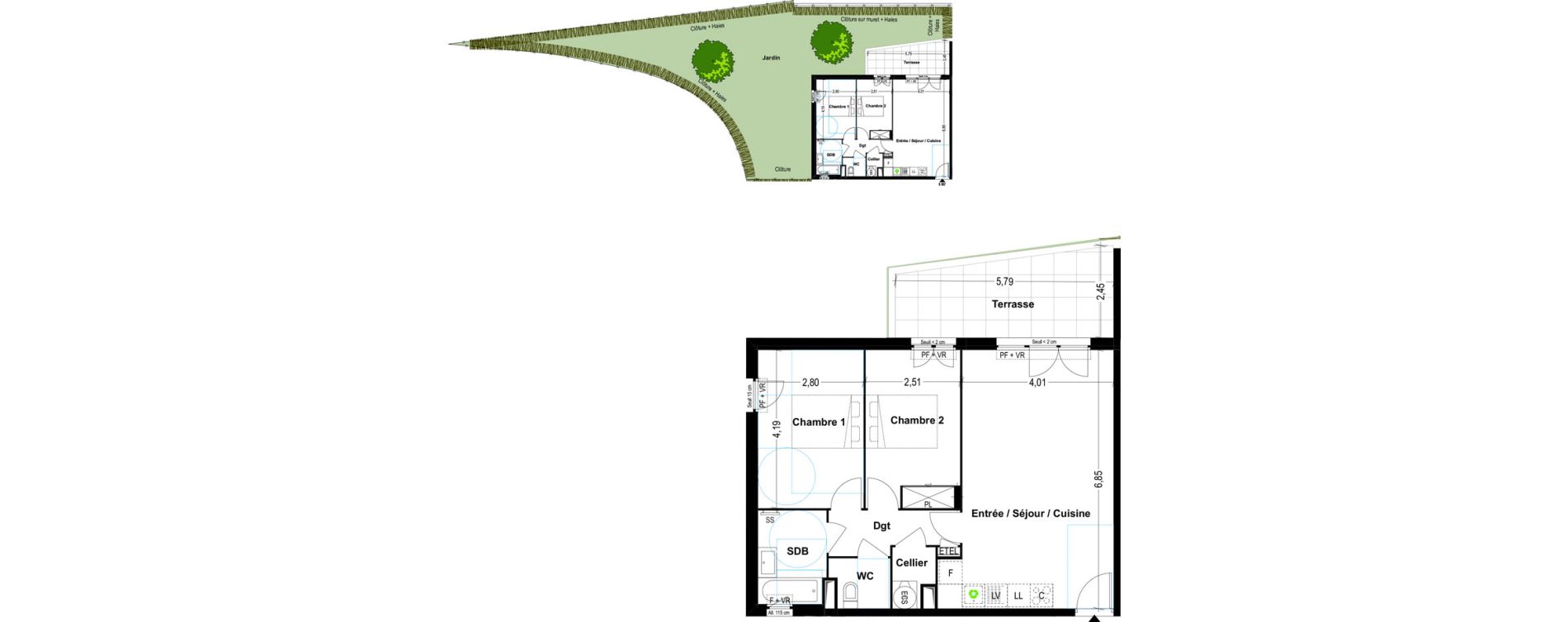 Appartement T3 de 62,23 m2 &agrave; Cogolin Centre