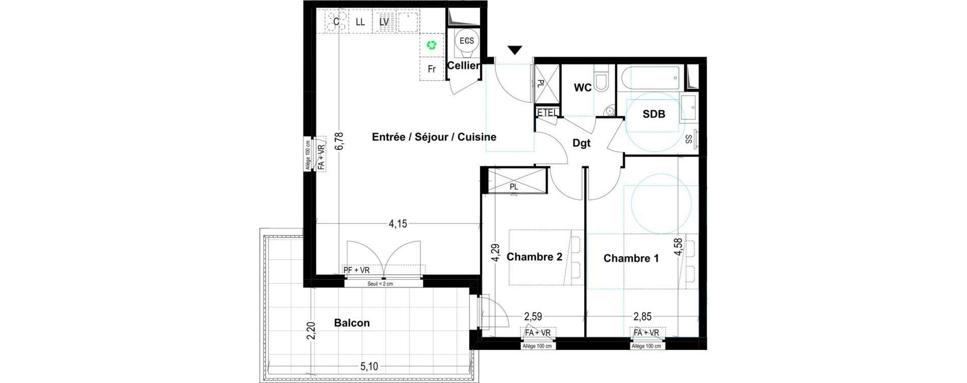 Appartement T3 de 64,22 m2 &agrave; Cogolin Centre