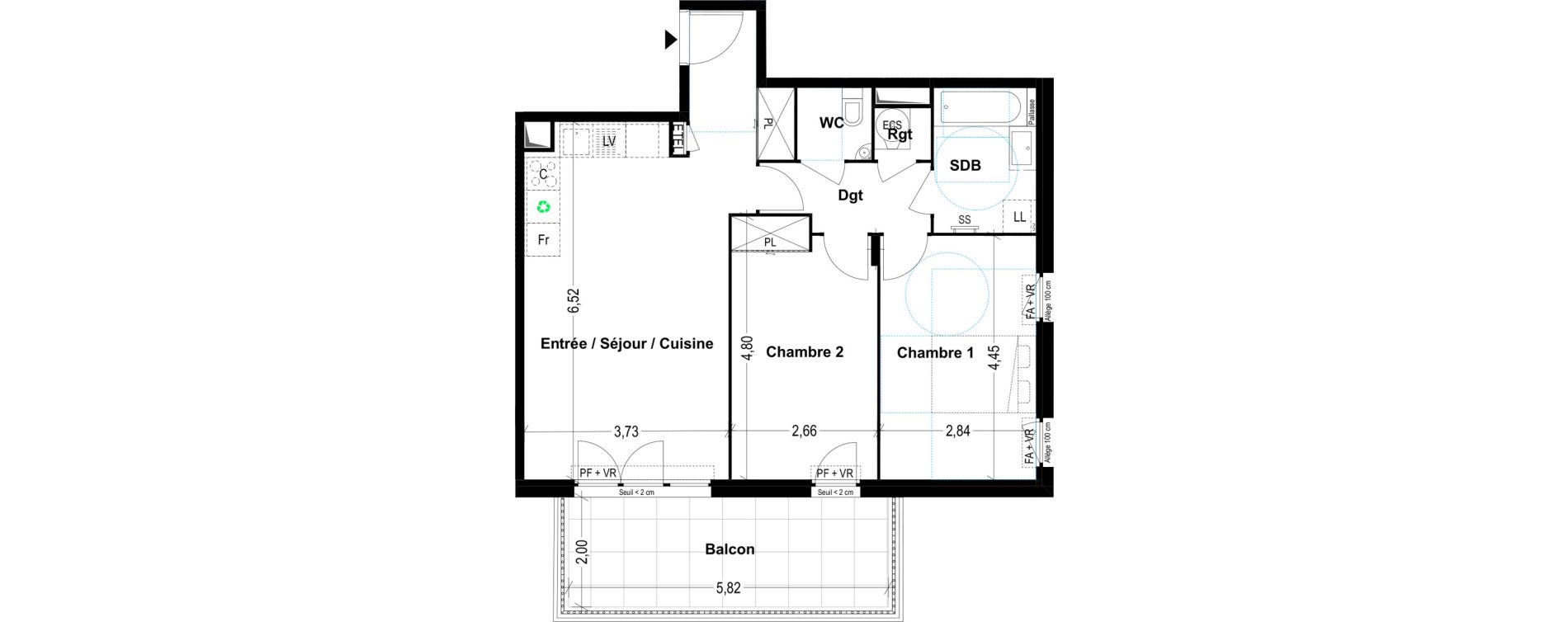 Appartement T3 de 64,23 m2 &agrave; Cogolin Centre