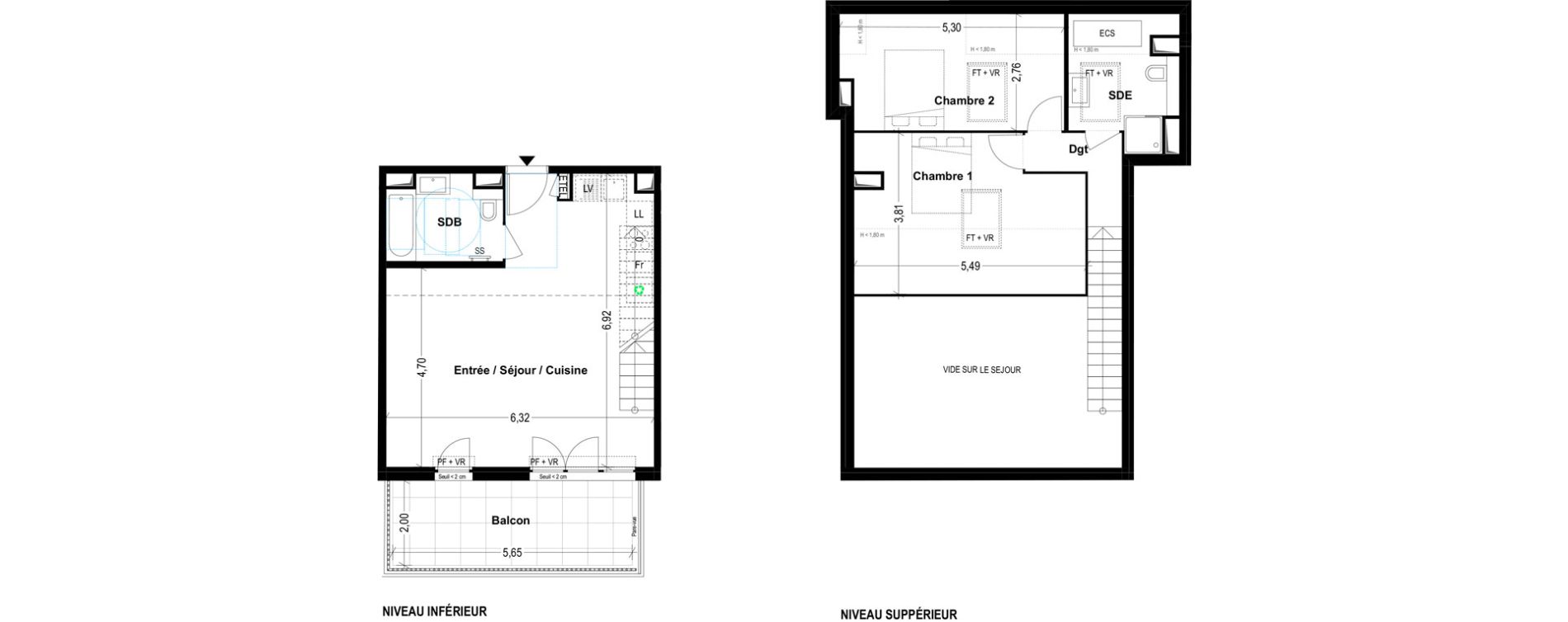 Duplex T3 de 69,56 m2 &agrave; Cogolin Centre