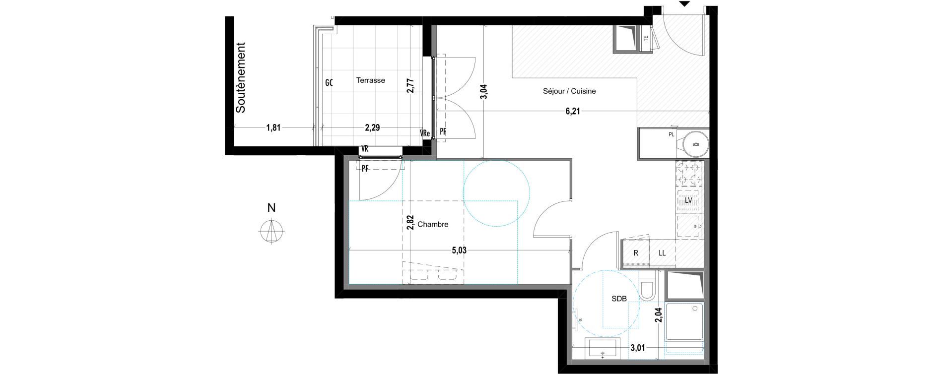 Appartement T2 de 45,64 m2 &agrave; Cogolin Centre