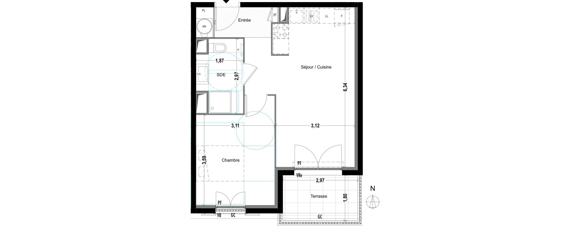 Appartement T2 de 42,70 m2 &agrave; Cogolin Centre