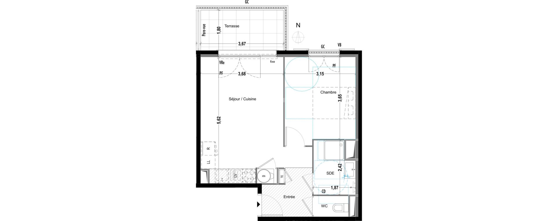 Appartement T2 de 42,85 m2 &agrave; Cogolin Centre