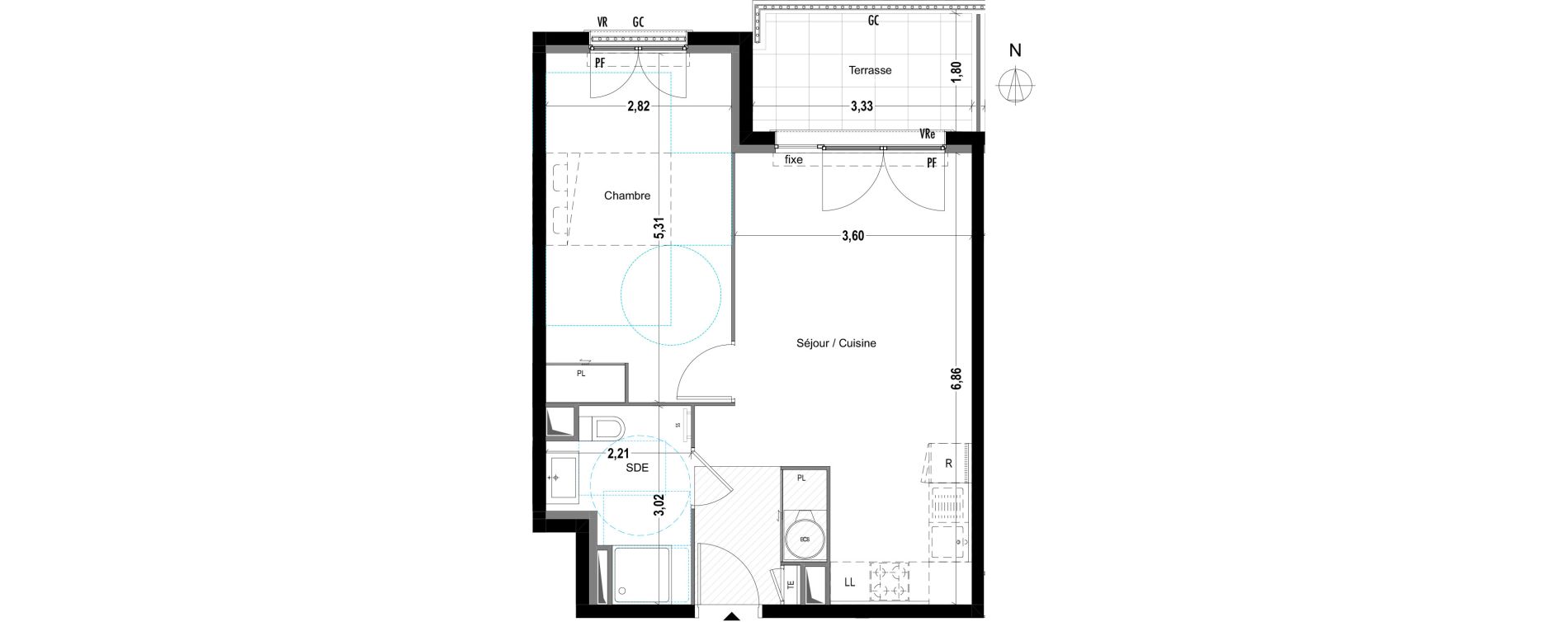 Appartement T2 de 45,99 m2 &agrave; Cogolin Centre
