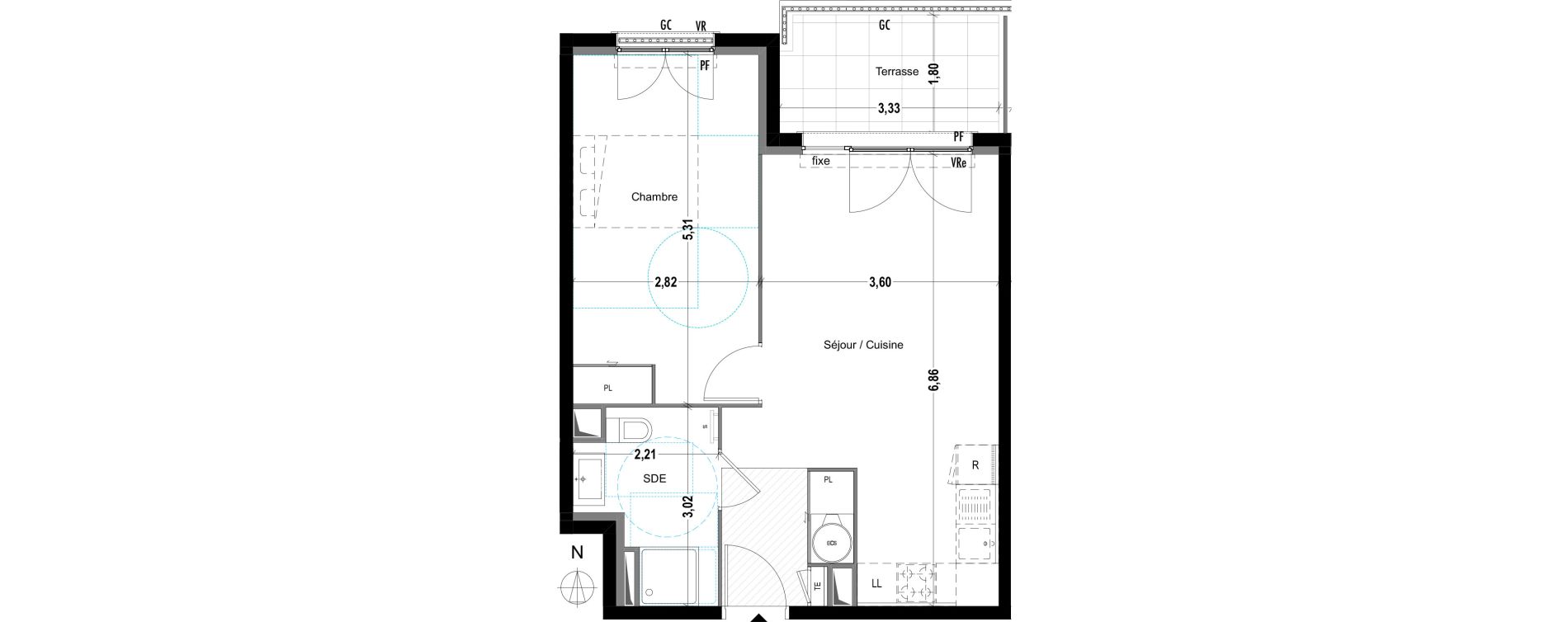 Appartement T2 de 45,99 m2 &agrave; Cogolin Centre