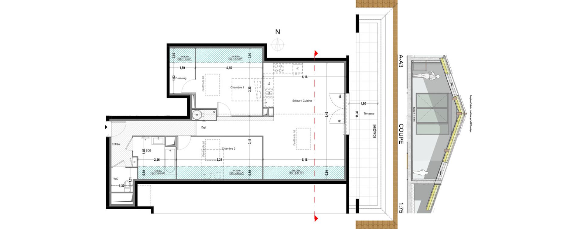 Appartement T3 de 78,13 m2 &agrave; Cogolin Centre