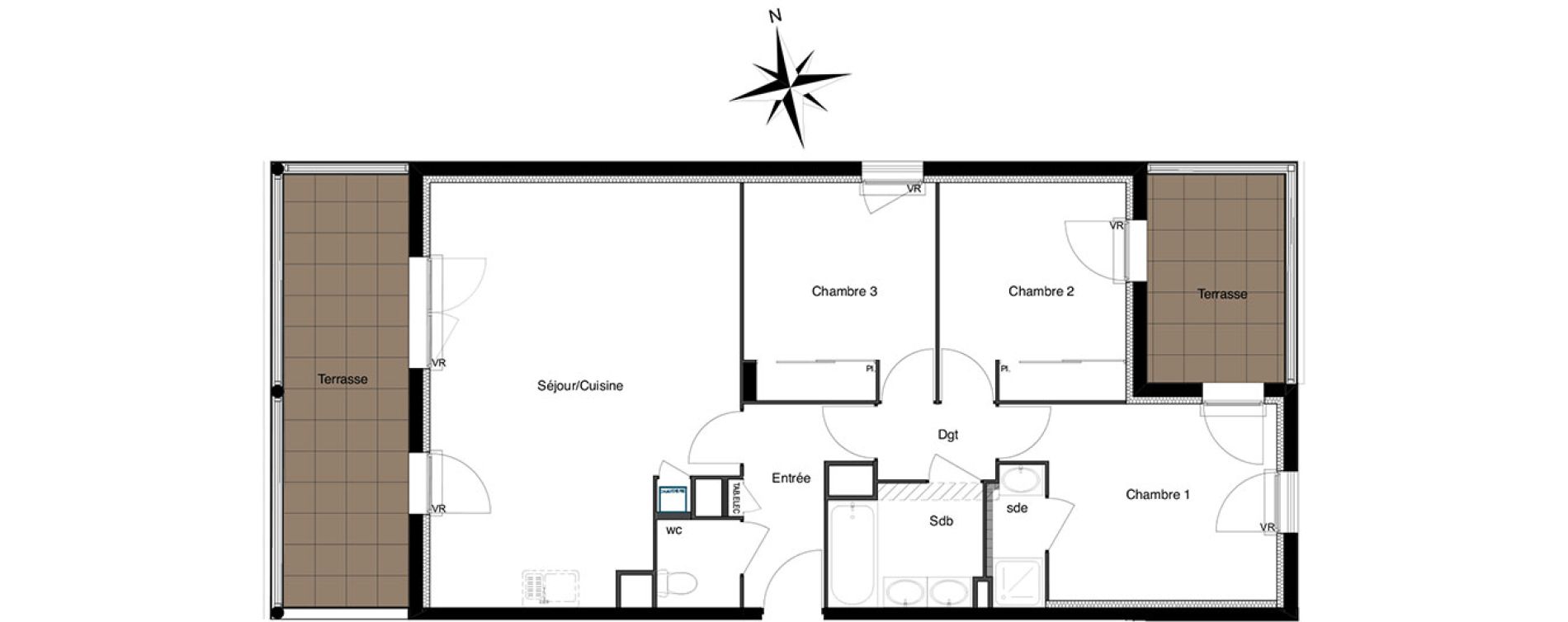 Appartement T4 de 80,31 m2 &agrave; Cuers La clauvade