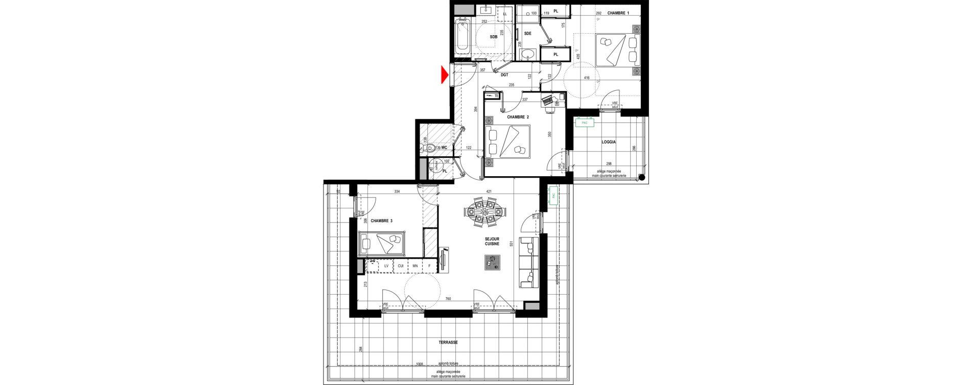 Appartement T4 de 88,08 m2 &agrave; Draguignan Collettes