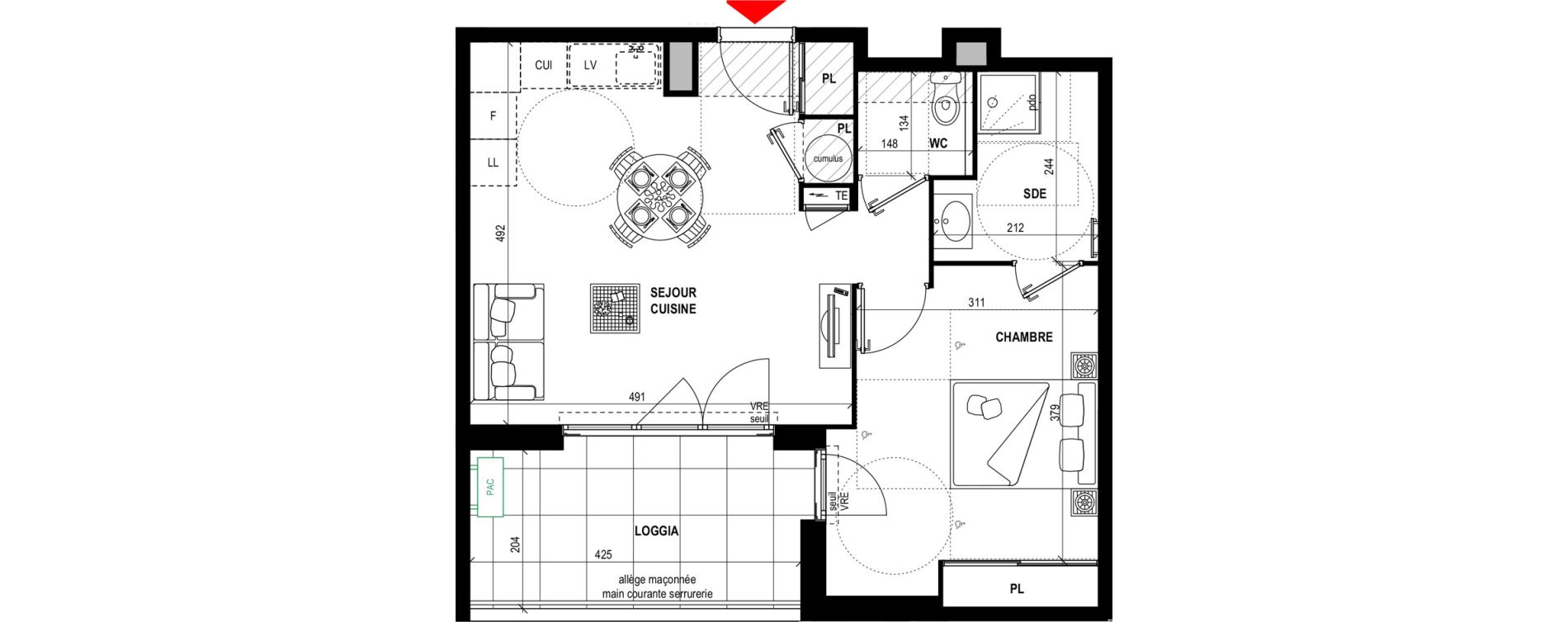 Appartement T2 de 45,25 m2 &agrave; Draguignan Collettes