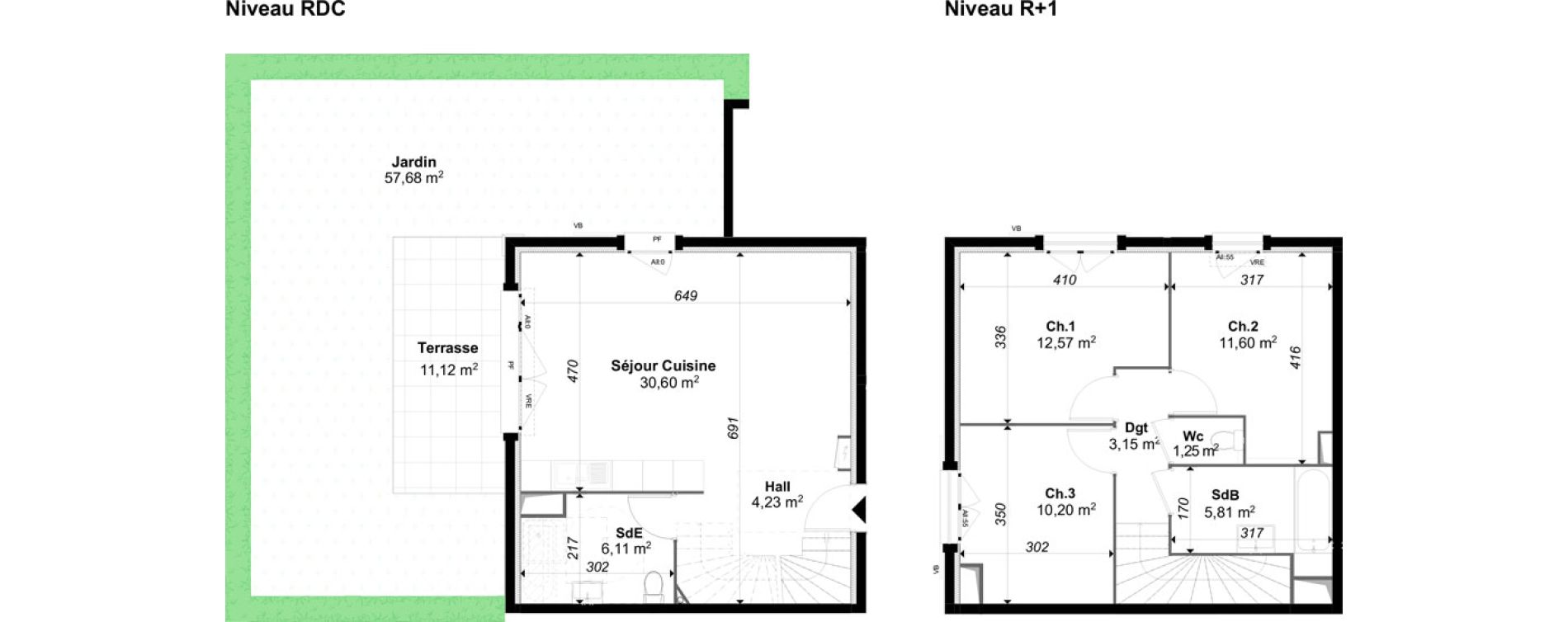 Duplex T4 de 85,52 m2 &agrave; Draguignan Les tessonni&egrave;res - sainte-anne