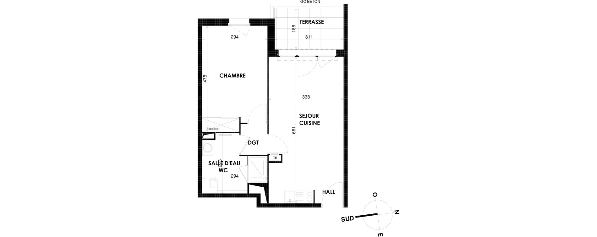 Appartement T2 de 43,40 m2 &agrave; Draguignan Centre