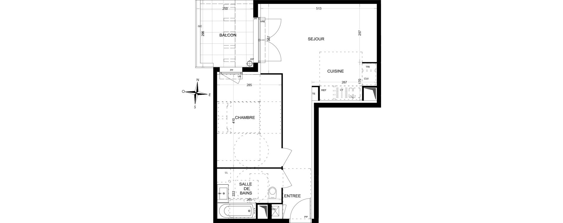 Appartement T2 de 44,30 m2 &agrave; Draguignan Les aub&eacute;pines