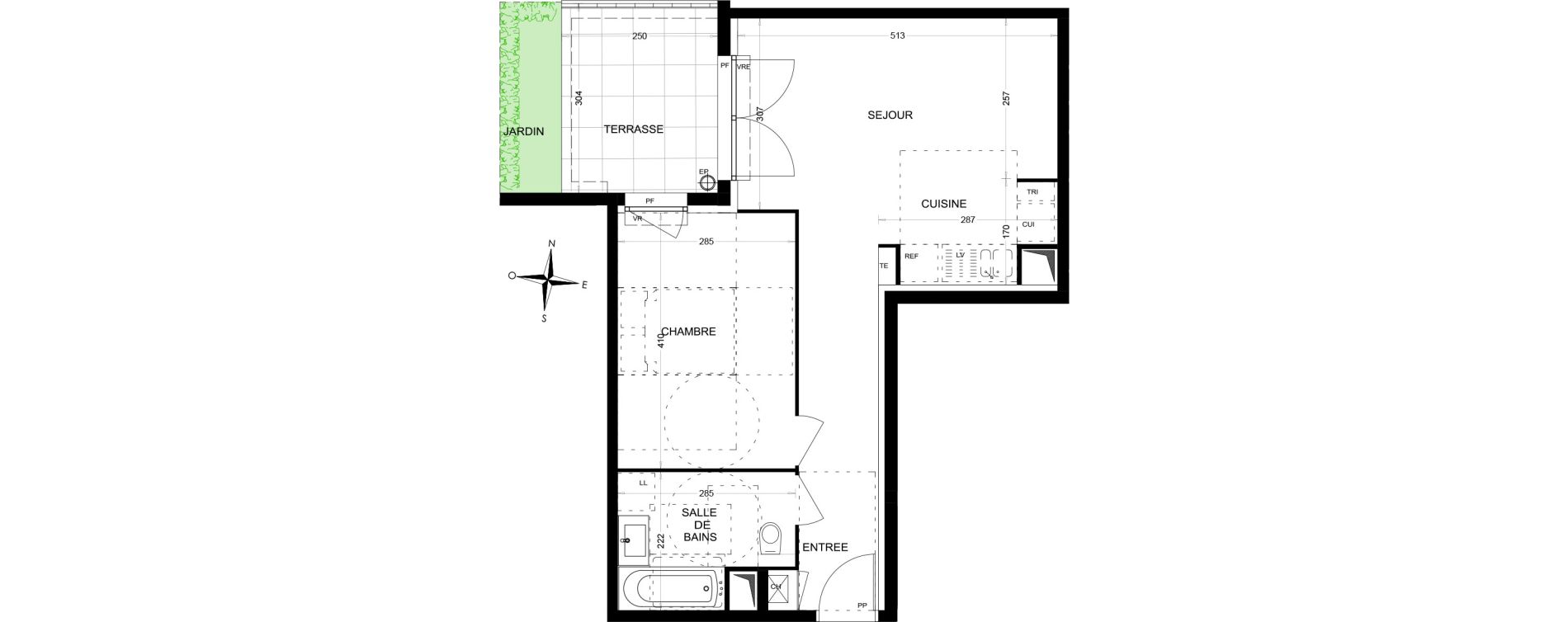 Appartement T2 de 44,34 m2 &agrave; Draguignan Les aub&eacute;pines