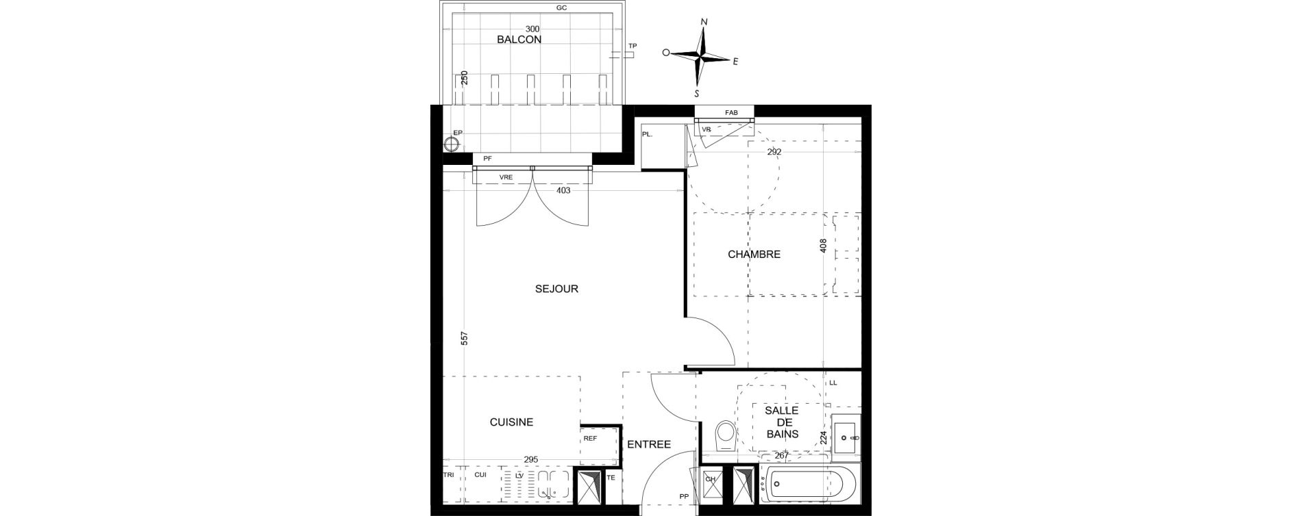 Appartement T2 de 40,51 m2 &agrave; Draguignan Les aub&eacute;pines