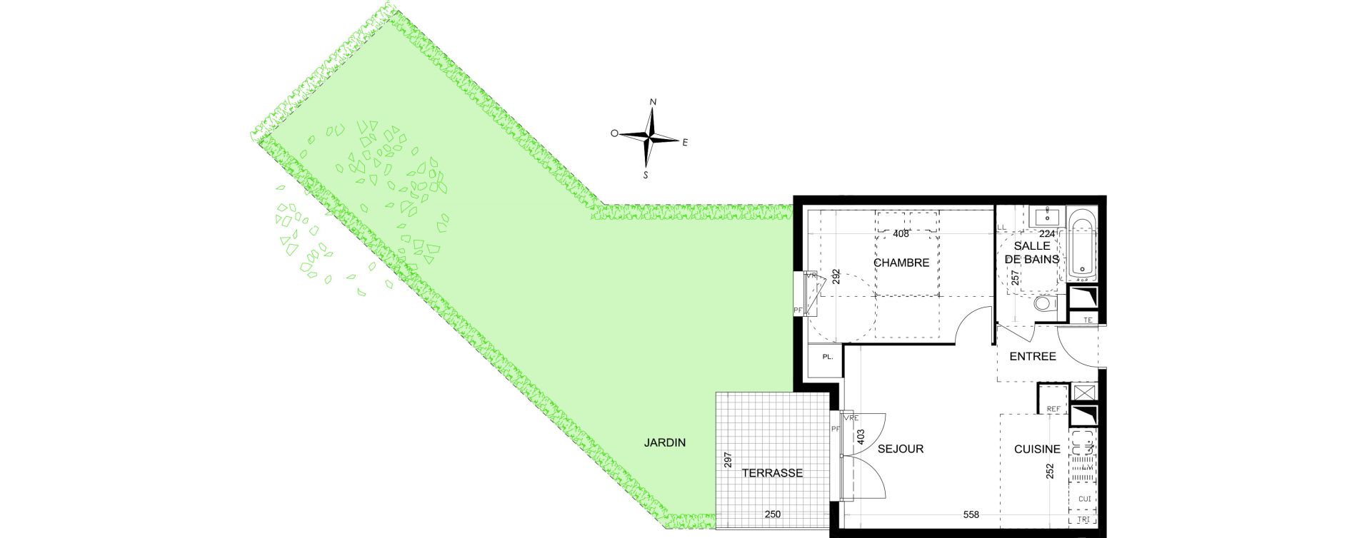 Appartement T2 de 40,70 m2 &agrave; Draguignan Les aub&eacute;pines