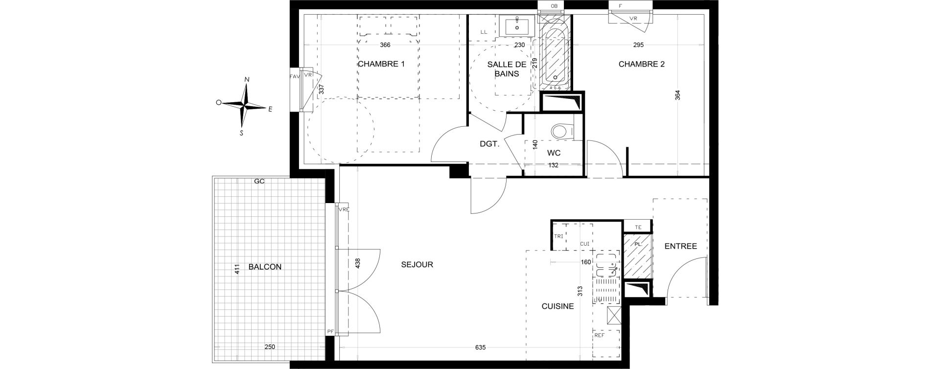 Appartement T3 de 62,21 m2 &agrave; Draguignan Les aub&eacute;pines