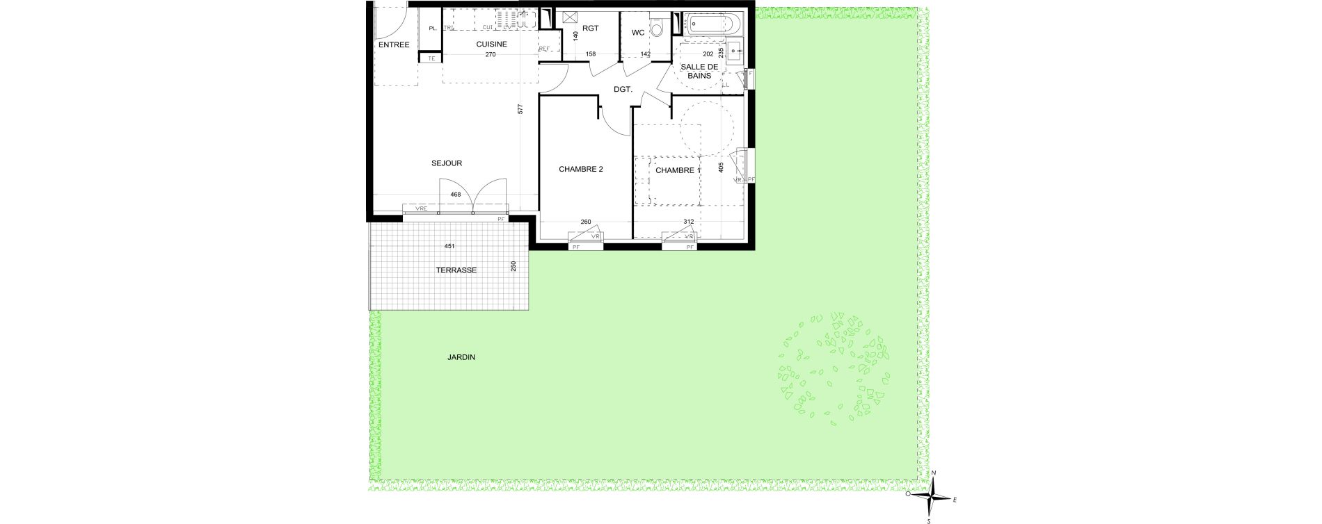 Appartement T3 de 62,60 m2 &agrave; Draguignan Les aub&eacute;pines