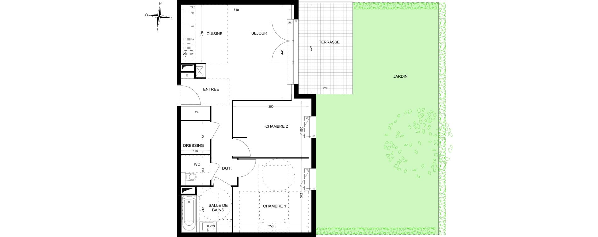 Appartement T3 de 56,60 m2 &agrave; Draguignan Les aub&eacute;pines