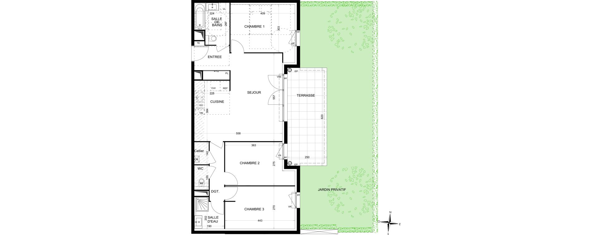 Appartement T4 de 82,14 m2 &agrave; Draguignan Les aub&eacute;pines