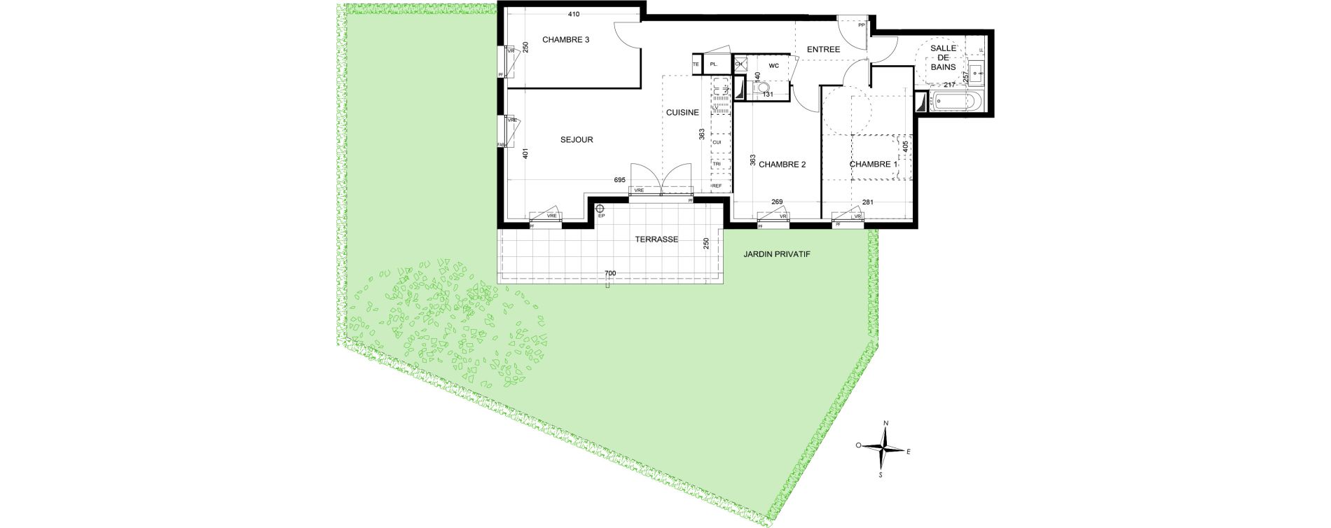 Appartement T4 de 77,41 m2 &agrave; Draguignan Les aub&eacute;pines