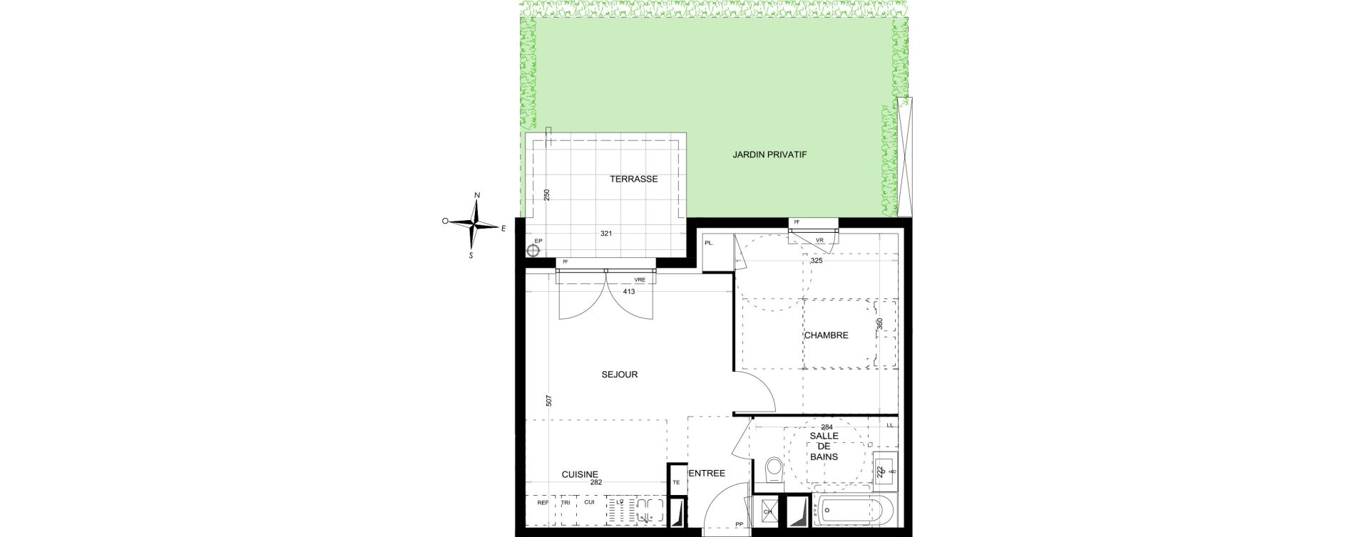 Appartement T2 de 39,36 m2 &agrave; Draguignan Les aub&eacute;pines