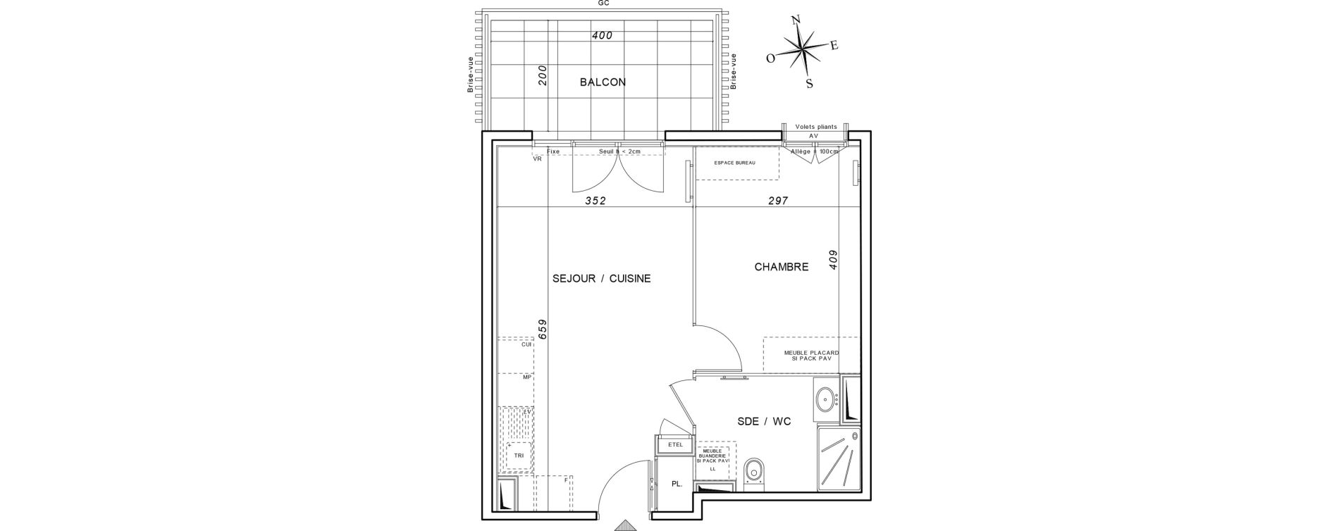 Appartement T2 de 40,58 m2 &agrave; Draguignan Collettes