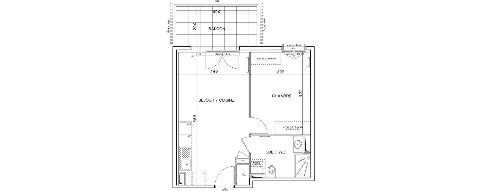 Appartement T2 de 40,58 m2 &agrave; Draguignan Collettes