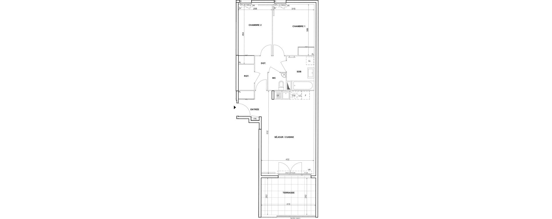 Appartement T3 de 65,21 m2 &agrave; Fr&eacute;jus Reyran