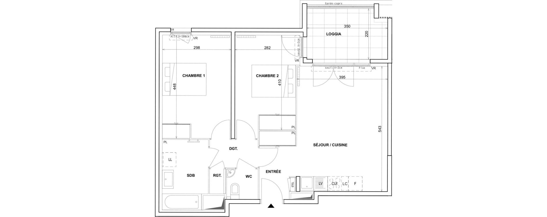 Appartement T3 de 61,47 m2 &agrave; Fr&eacute;jus Reyran