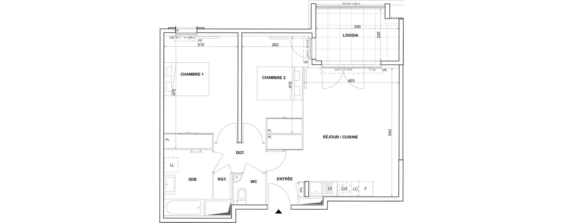 Appartement T3 de 62,43 m2 &agrave; Fr&eacute;jus Reyran