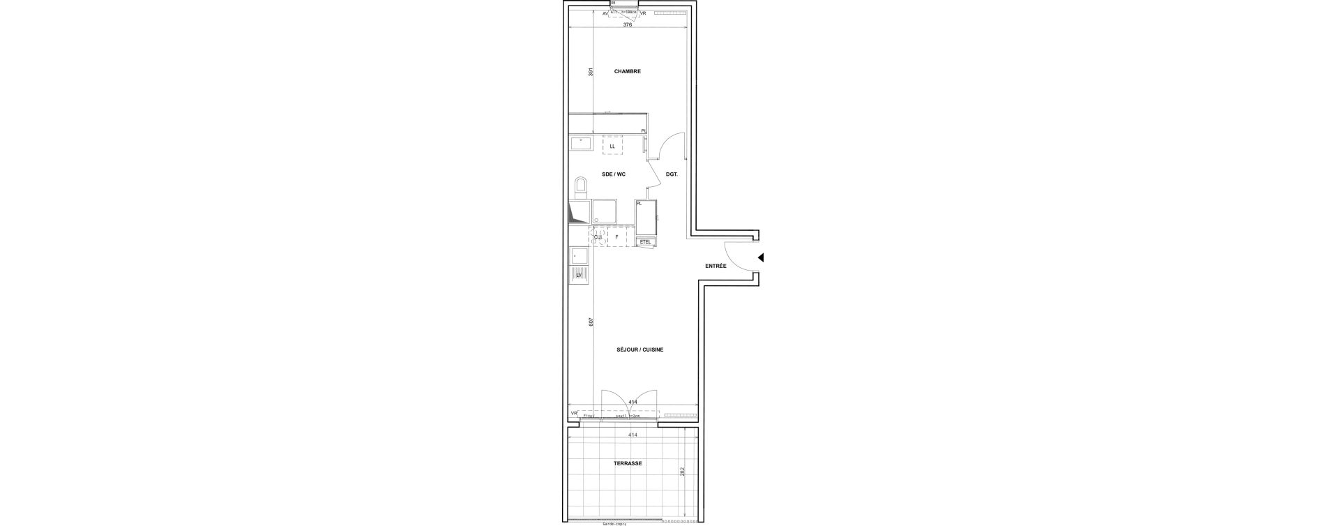 Appartement T2 de 51,57 m2 &agrave; Fr&eacute;jus Reyran