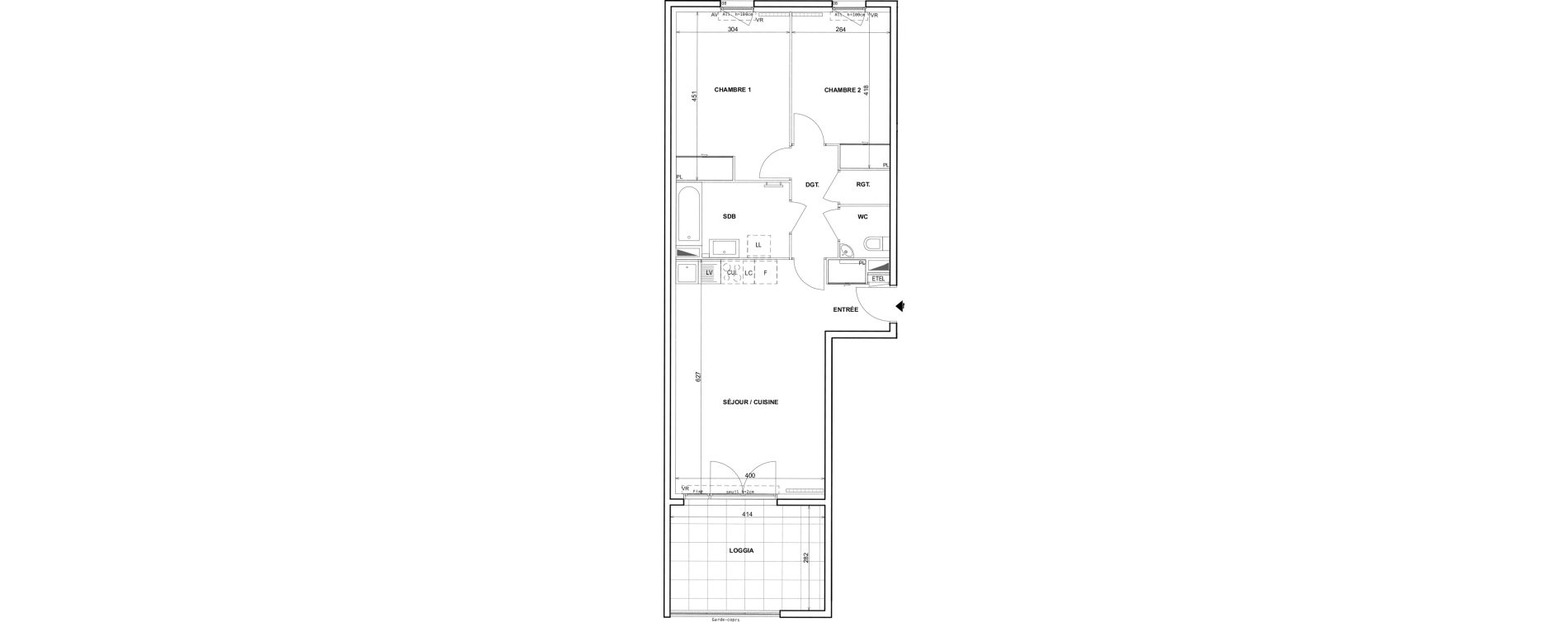 Appartement T3 de 64,55 m2 &agrave; Fr&eacute;jus Reyran