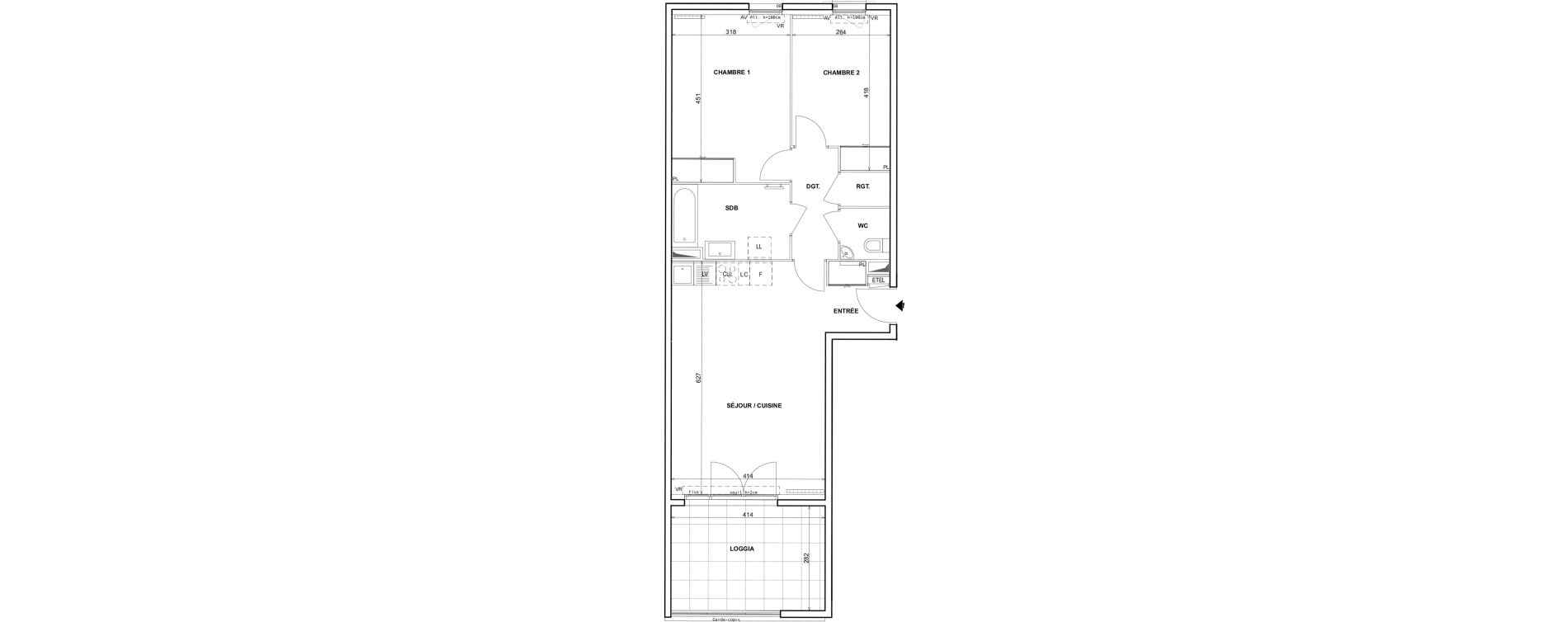 Appartement T3 de 66,26 m2 &agrave; Fr&eacute;jus Reyran