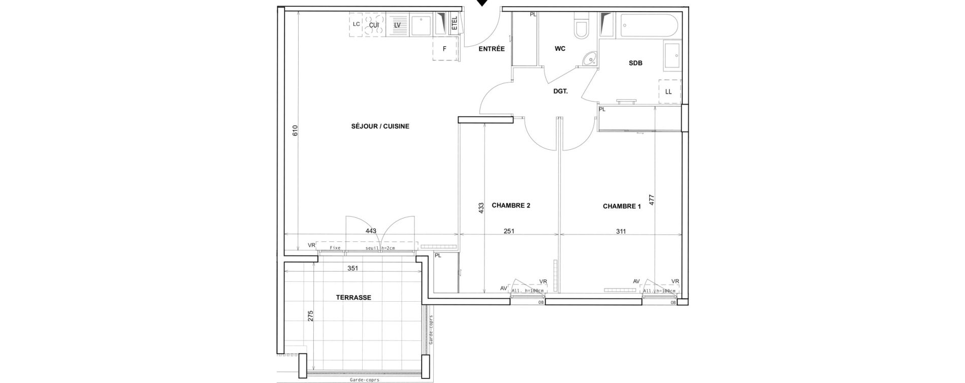 Appartement T3 de 66,66 m2 &agrave; Fr&eacute;jus Reyran