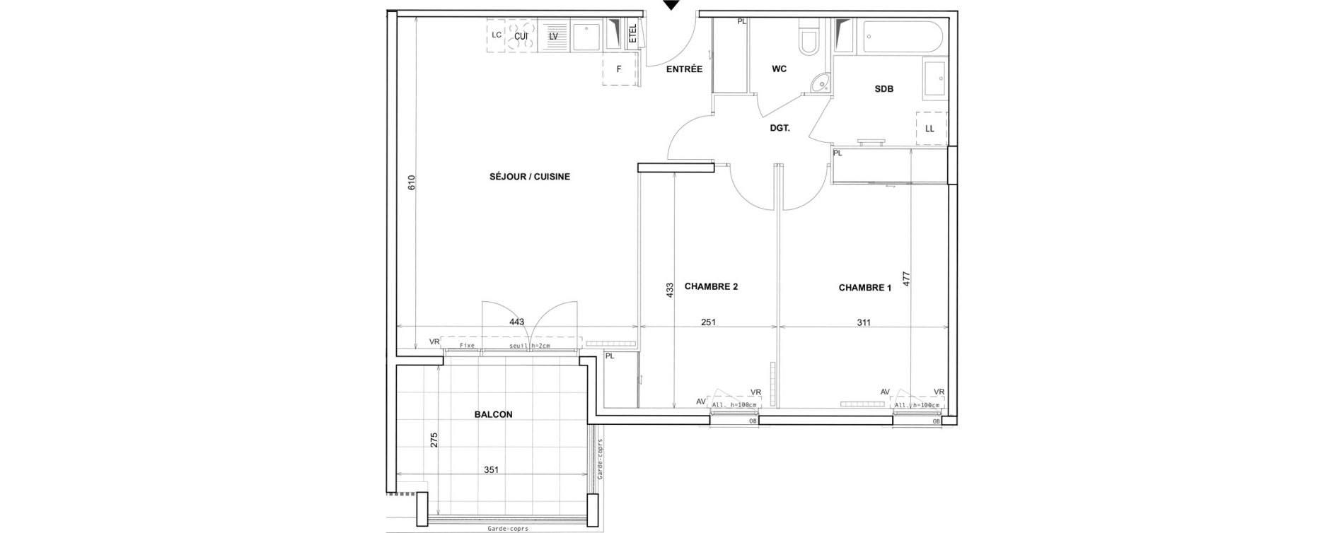 Appartement T3 de 66,66 m2 &agrave; Fr&eacute;jus Reyran