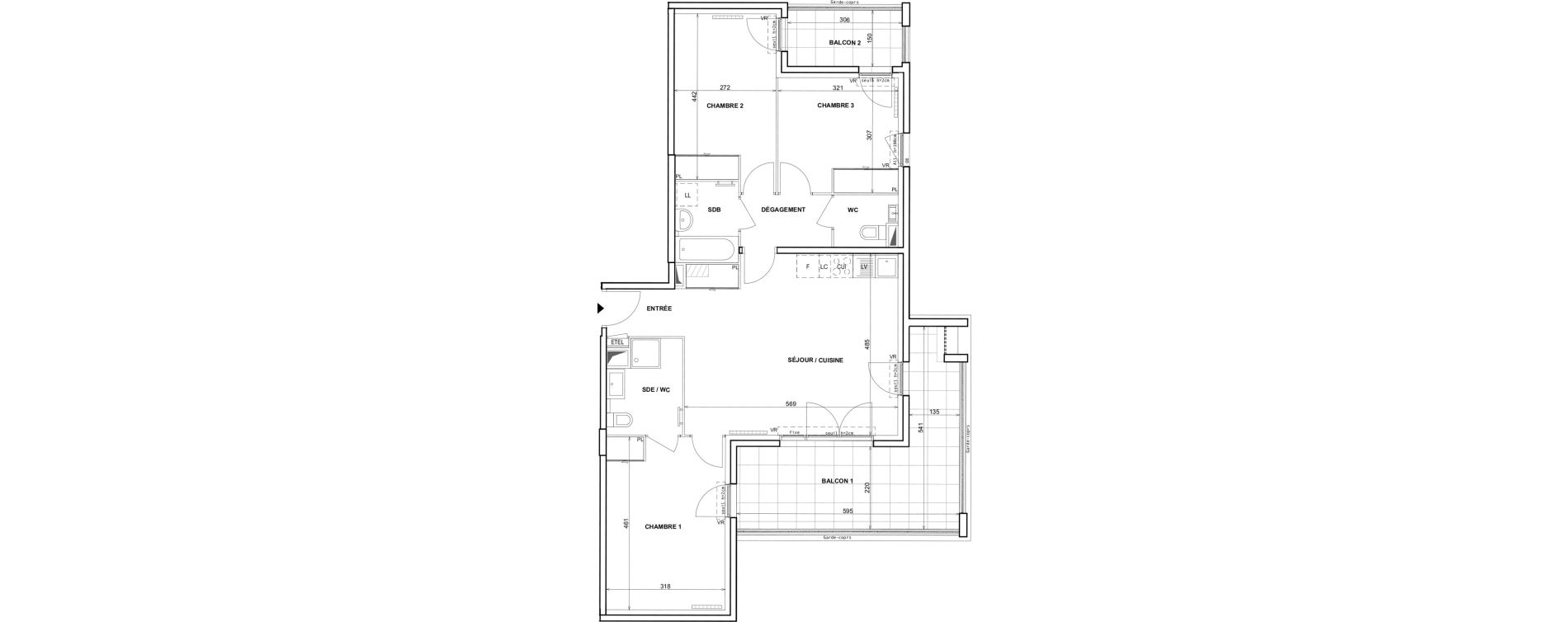 Appartement T4 de 80,58 m2 &agrave; Fr&eacute;jus Reyran