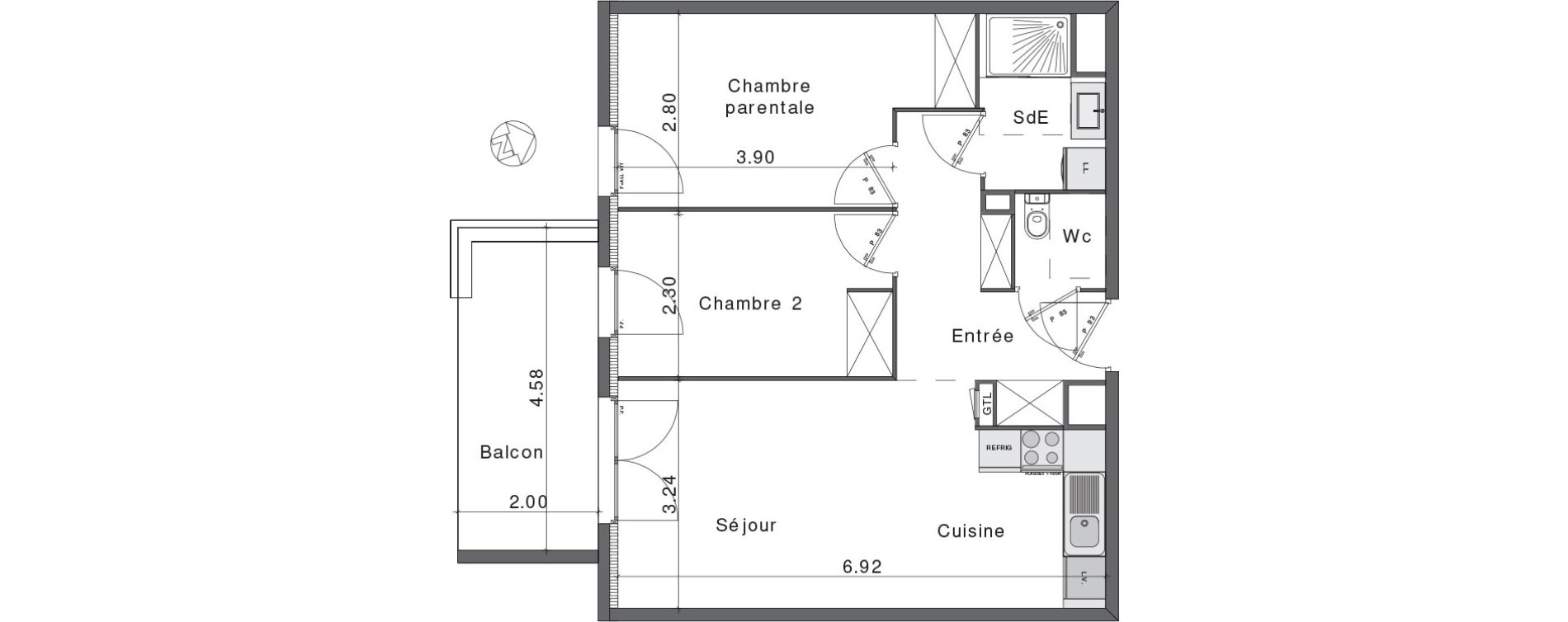 Appartement T3 de 57,56 m2 &agrave; Fr&eacute;jus Colombier