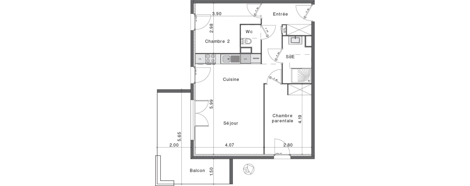 Appartement T3 de 61,94 m2 &agrave; Fr&eacute;jus Colombier