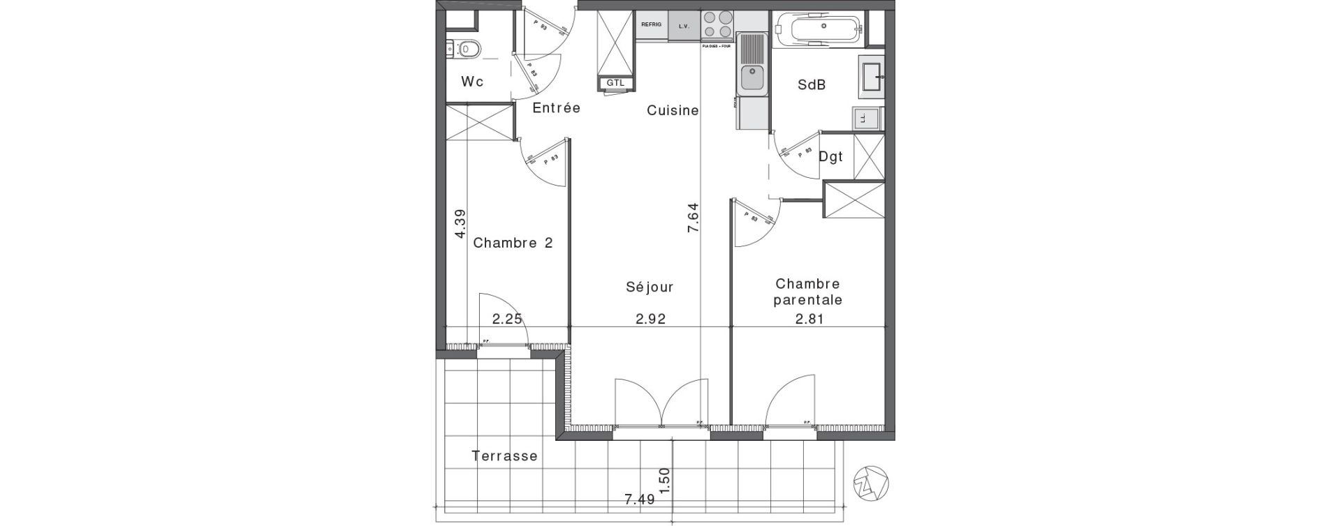 Appartement T3 de 57,75 m2 &agrave; Fr&eacute;jus Colombier
