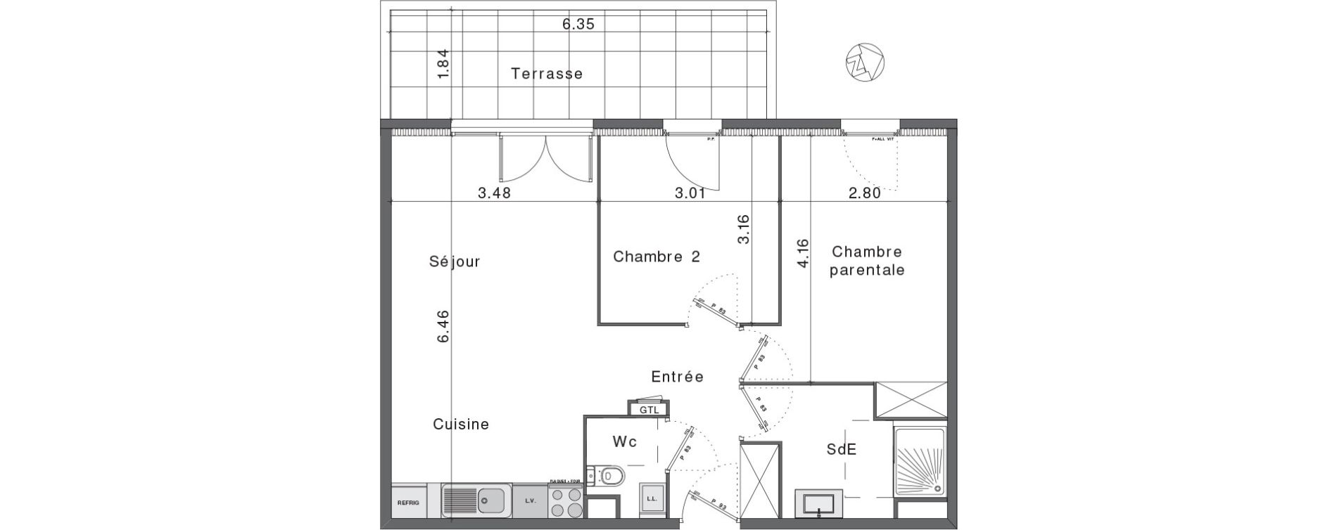 Appartement T3 de 60,53 m2 &agrave; Fr&eacute;jus Colombier