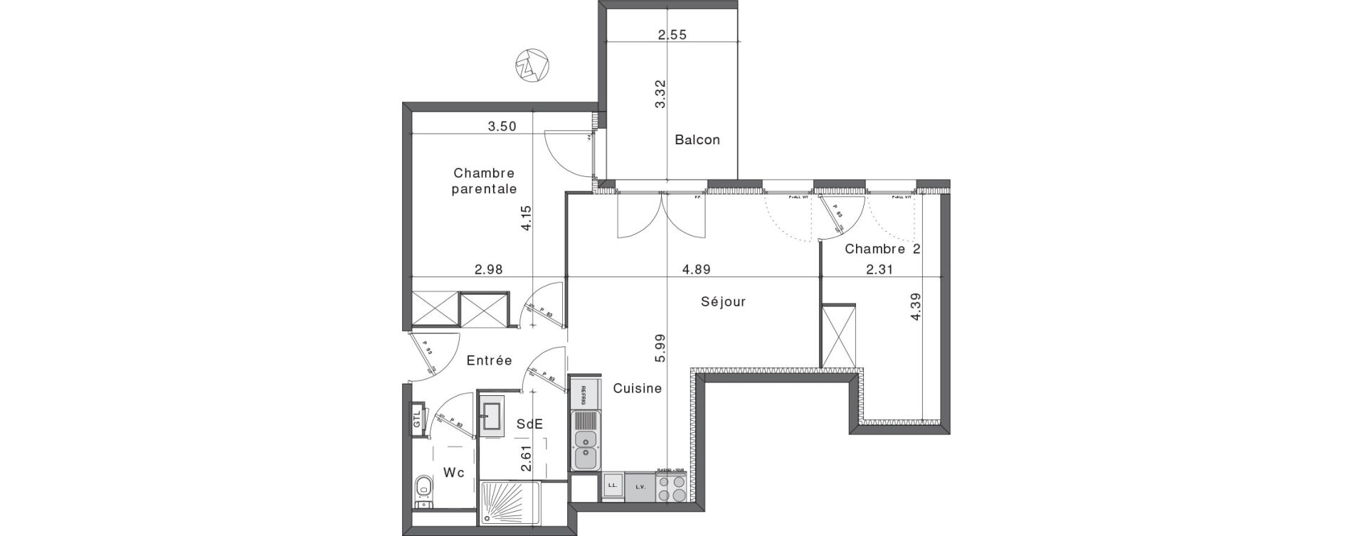 Appartement T3 de 56,71 m2 &agrave; Fr&eacute;jus Colombier