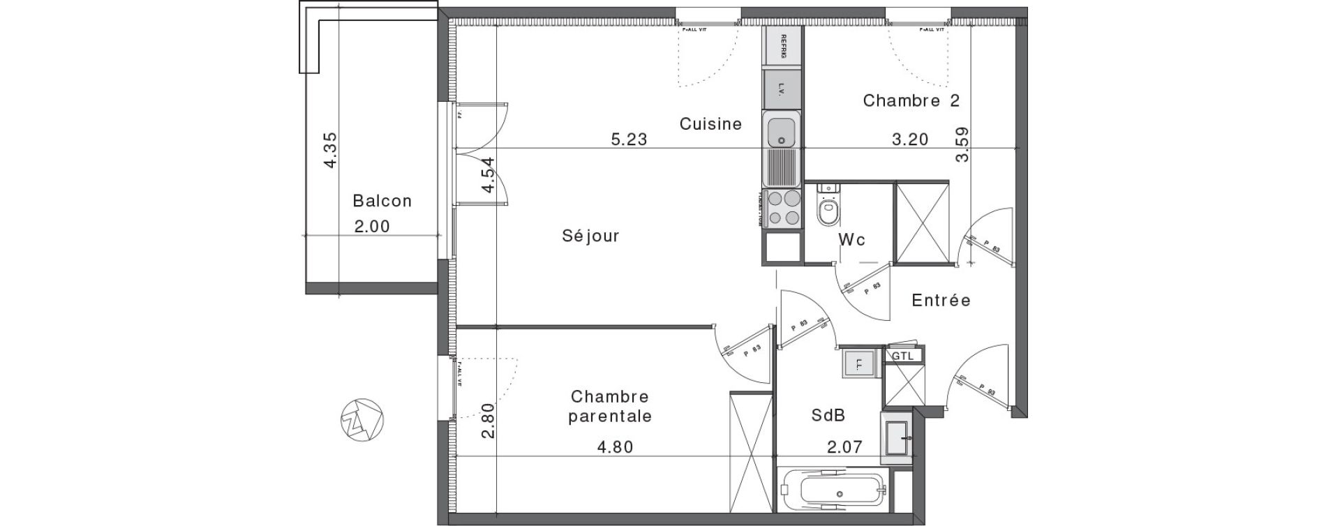 Appartement T3 de 59,63 m2 &agrave; Fr&eacute;jus Colombier