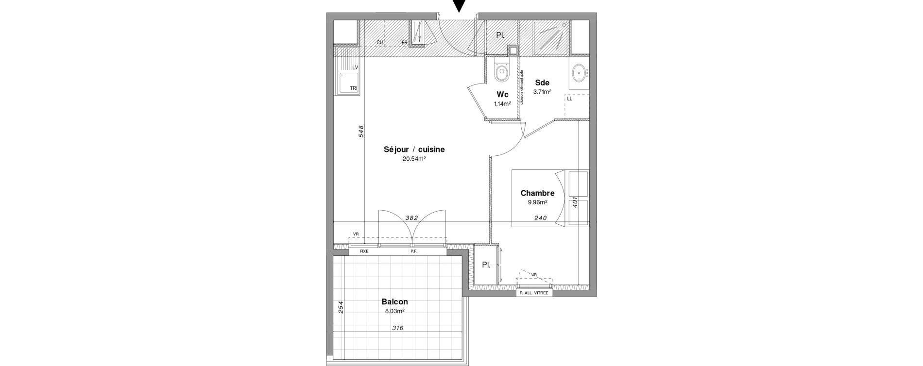 Appartement T2 de 35,35 m2 &agrave; Fr&eacute;jus Sainte-brigitte