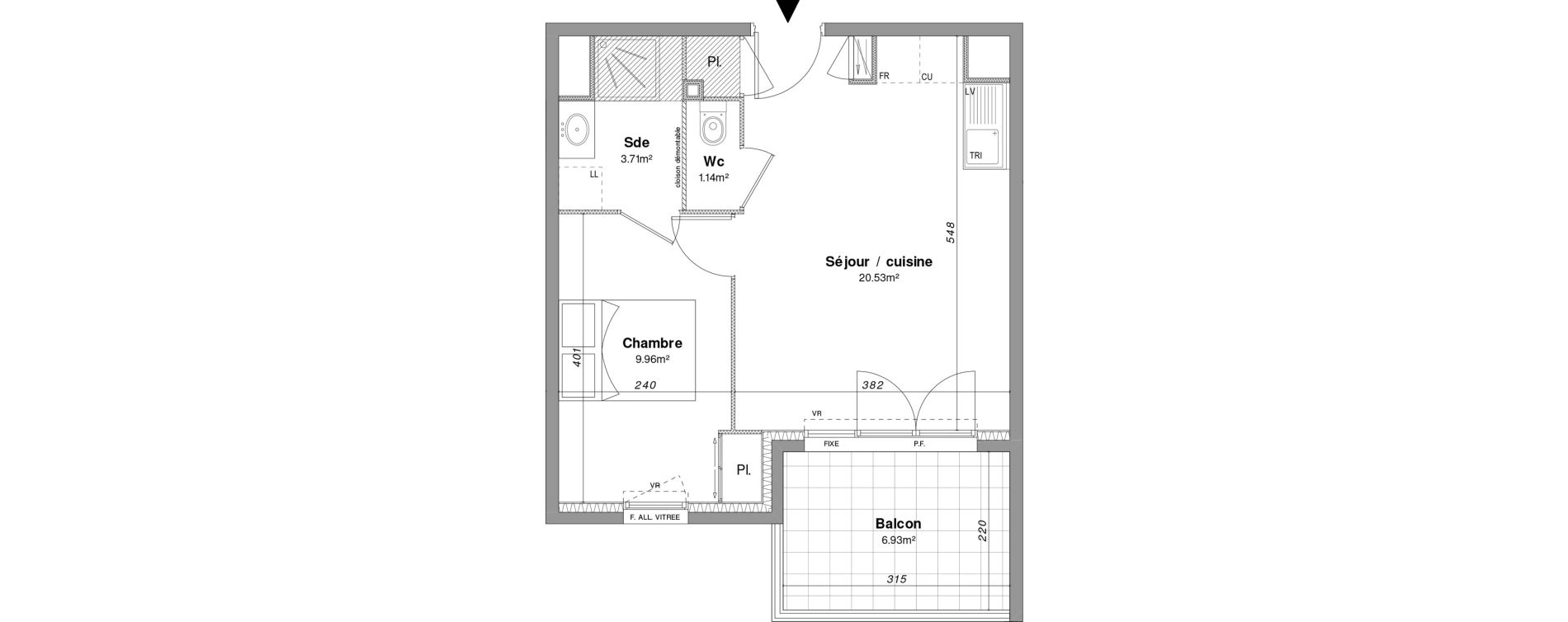 Appartement T2 de 35,34 m2 &agrave; Fr&eacute;jus Sainte-brigitte