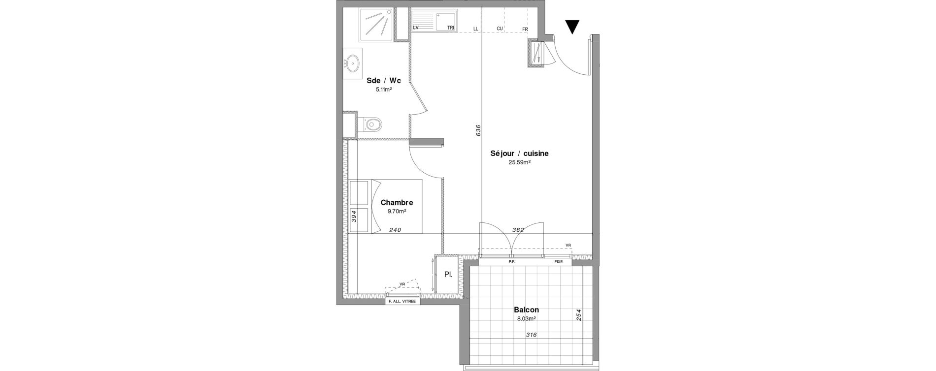 Appartement T2 de 40,40 m2 &agrave; Fr&eacute;jus Sainte-brigitte